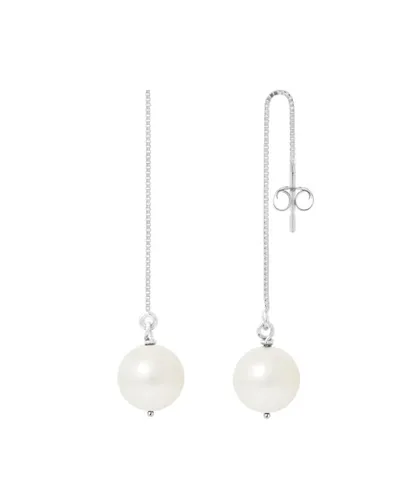 Blue Pearls Womens White Freshwater Dangling Earrings and gold 750/1000 - One Size