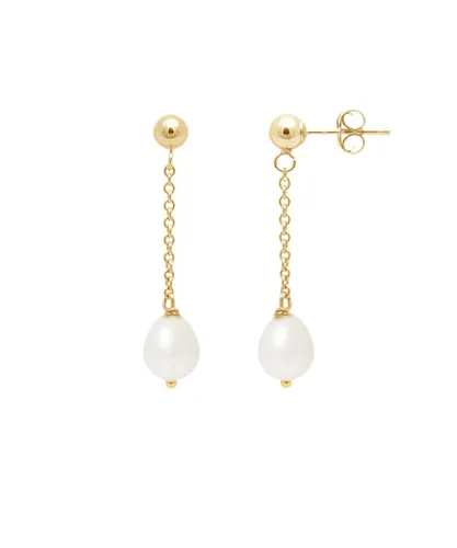 Blue Pearls Womens White Freshwater Dangling Earrings and yellow gold 750/1000 - Multicolour - One Size