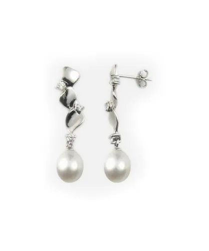 Blue Pearls Womens White Freshwater Dangling Women Earrings and Silver Mounting - Multicolour - One Size
