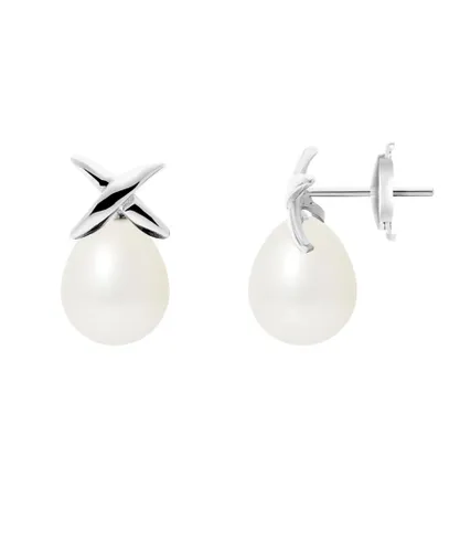 Blue Pearls Womens White Freshwater Earrings and gold 750/1000 - One Size