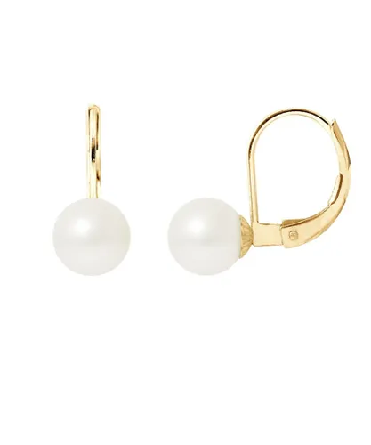 Blue Pearls Womens White Freshwater Earrings and yellow gold 375/1000 - Multicolour - One Size