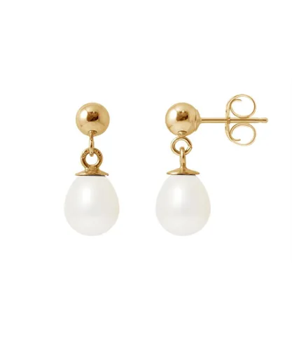 Blue Pearls Womens White Freshwater Earrings and yellow gold 750/1000 - Multicolour - One Size