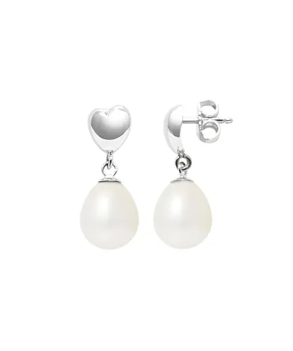 Blue Pearls Womens White Freshwater Hearts Dangling Earrings and gold 375/1000 - One Size