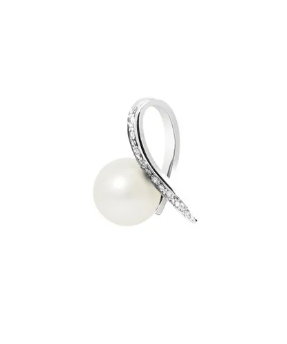 Blue Pearls Womens White Freshwater Pearl, 0.08 cts Diamonds Pendant and Gold 750/1000 - One Size