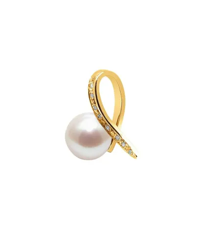 Blue Pearls Womens White Freshwater Pearl, 0.08 cts Diamonds Pendant and Yellow Gold 750/1000 - Multicolour - One Size