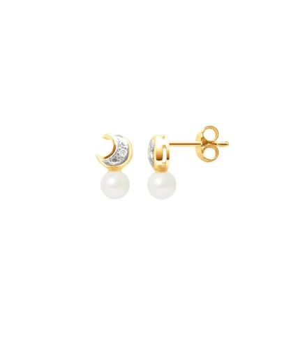 Blue Pearls Womens White Freshwater Pearl Earrings and yellow gold 7501000 - Multicolour - One Size