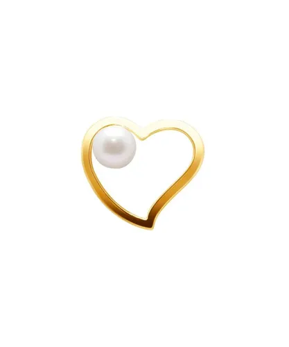 Blue Pearls Womens White Freshwater Pearl Heart Pendant and Yellow Gold 750/1000 - Multicolour - One Size