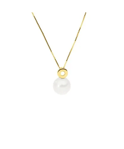 Blue Pearls Womens White Freshwater Pearl Necklace and Yellow Gold 375/1000 - Multicolour - One Size