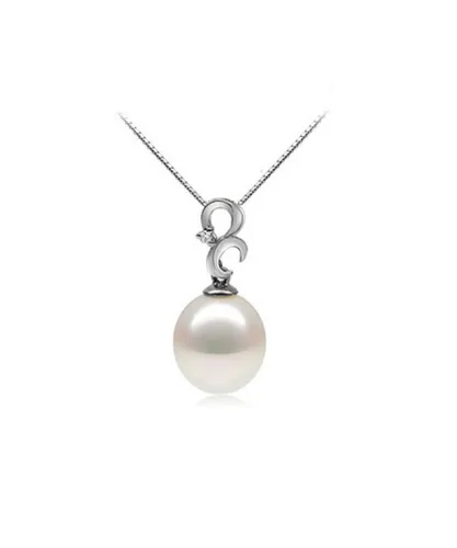 Blue Pearls Womens White Freshwater Pearl Pendant, 925 Silver and Cubic Zirconia - Multicolour - One Size