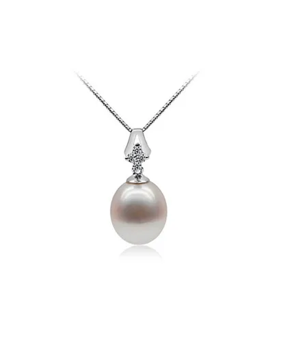 Blue Pearls Womens White Freshwater Pearl Pendant 925 Silver and Cubic Zirconia - Multicolour - One Size