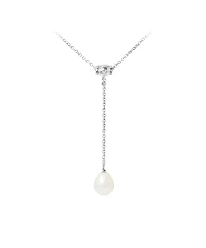 Blue Pearls Womens White Freshwater Pearl Pendant and 925/1000 Sterling Silver Women Necklace - Multicolour - One Size