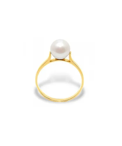 Blue Pearls Womens White Freshwater Pearl Ring and Yellow Gold 375/1000 - Multicolour - Size O