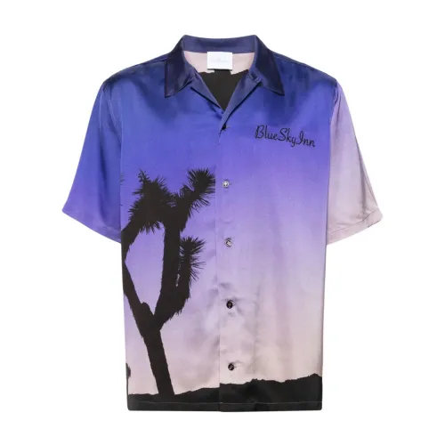Blue Sky Inn , Purple Palm Tree Print Shirt ,Purple male, Sizes: