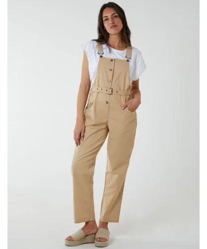 Blue Vanilla Womens Button Down Dungarees - Stone