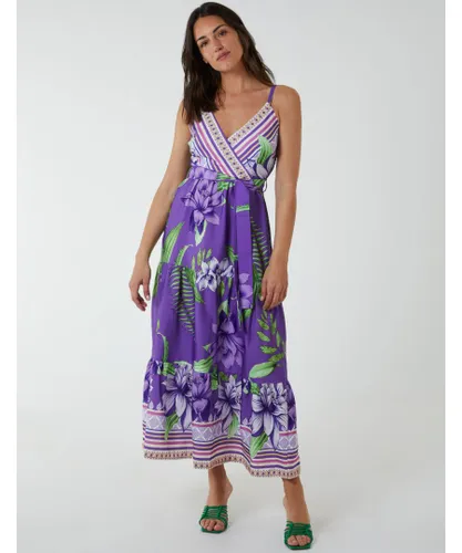 Blue Vanilla Womens Floral Wrap Maxi Dress - Purple