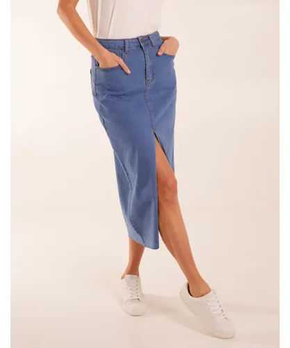 Blue Vanilla Womens High Rise Denim Maxi Skirt