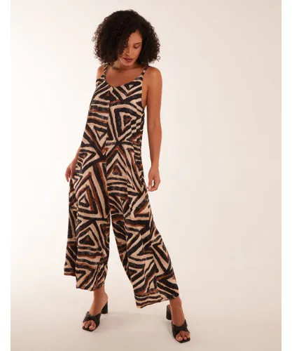 Blue Vanilla Womens Oversized Aztec Casual Jumpsuit - Brown - One