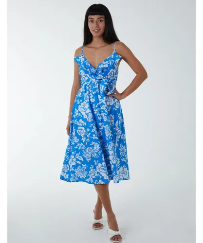 Blue Vanilla Womens Ruffle Wrap Front Cami Dress