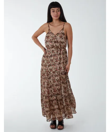 Blue Vanilla Womens Soft Animal Print Wrap Dress - Brown