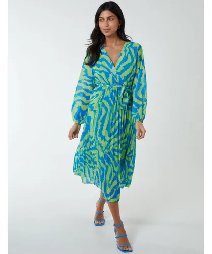 Blue Vanilla Womens Swirl Pleated Print Dress - Green - One