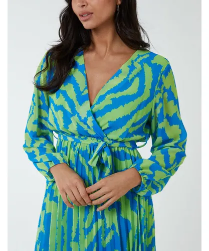 Blue Vanilla Womens Swirl Pleated Print Dress - Green - One