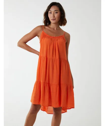 Blue Vanilla Womens Tiered Cami Mini Dress - Orange