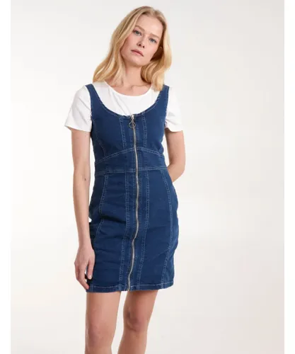 Blue Vanilla Womens Zip Up Denim Mini Dress