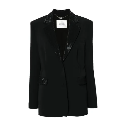 Blugirl , Black Rhinestone Embellished Jacket ,Black female, Sizes: