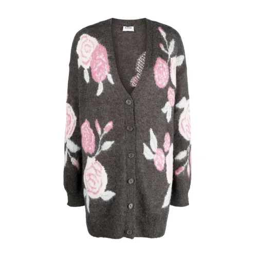Blugirl , Grey Mel/Roses Rose Sweater ,Gray female, Sizes: