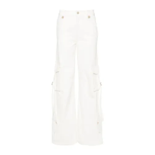 Blugirl , White Twill Weave Trousers Crystal Embellished ,White female, Sizes: