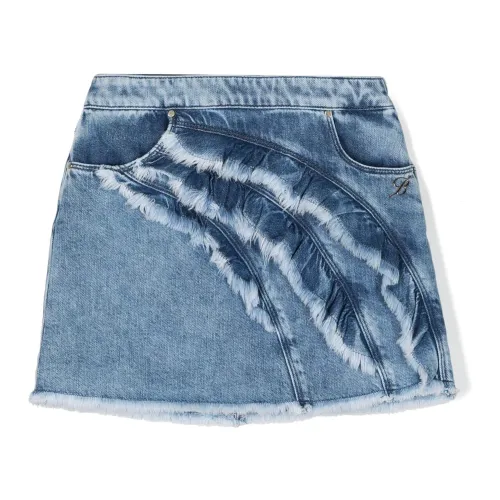 Blumarine , Blue Denim Mini Skirt Ruffles ,Blue female, Sizes: