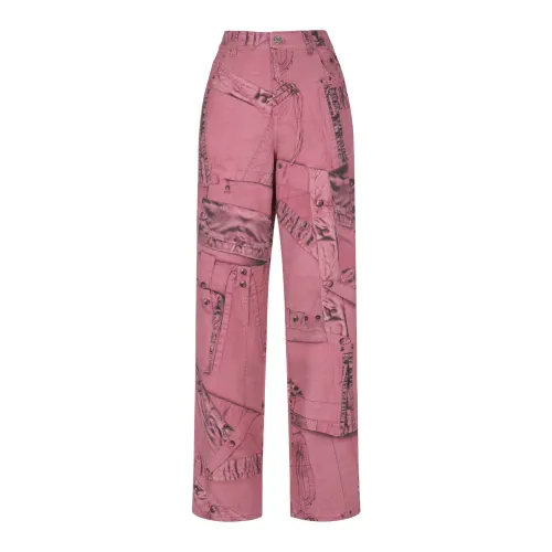 Blumarine , Boyfriend Printed Jeans ,Pink female, Sizes: