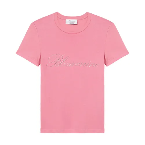 Blumarine , Bubblegum Logo T-Shirt ,Pink female, Sizes: