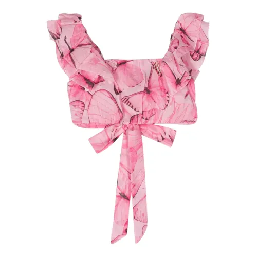Blumarine , Pink Butterfly Crop Top ,Pink female, Sizes: