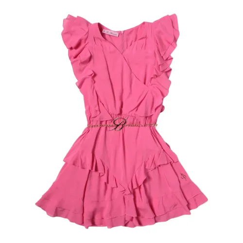 Blumarine , Pink Sleeveless Dress with Ruffle Details ,Pink female, Sizes: