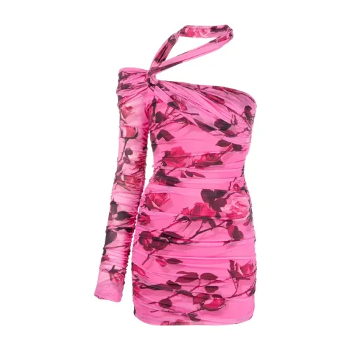 Blumarine , Rose-Print Asymmetric Minidress ,Pink female, Sizes: