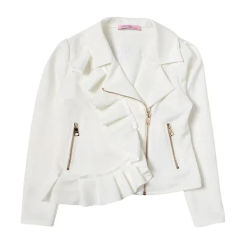 Blumarine , White Long Sleeve Jacket with Ruffle Detail ,White female, Sizes: