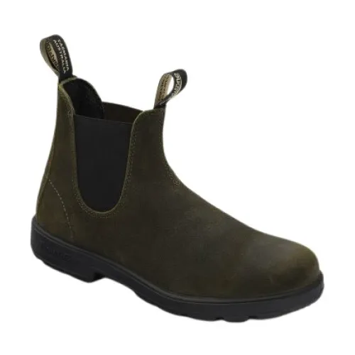Blundstone , Unisex Olive Green Suede Chelsea Boots ,Green female, Sizes: