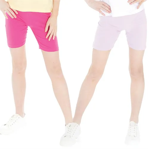 Board Angels Girls Two Pack Cycling Shorts Pink/Lilac