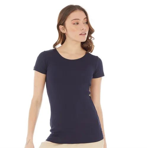 Board Angels Womens Scoop Neck Ribbed T-Shirt Navy