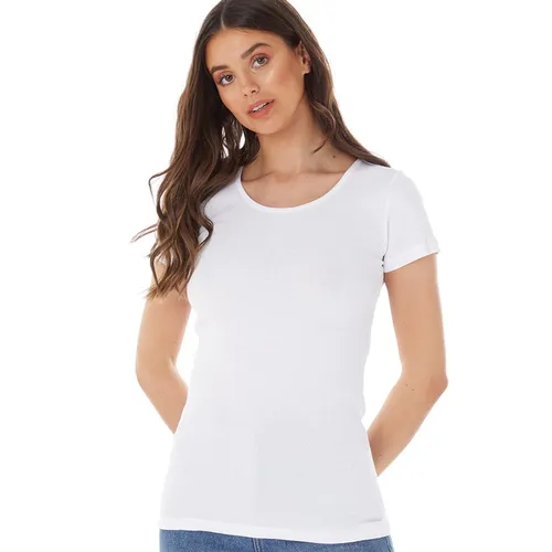 Board Angels Womens Scoop Neck Ribbed T-Shirt White