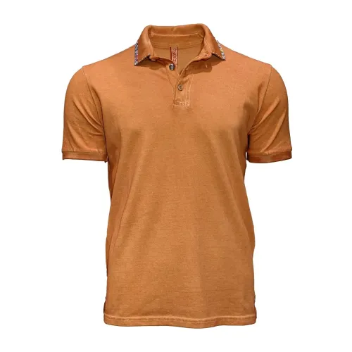 Bob , Rustic Cotton Polo Shirt ,Orange male, Sizes: