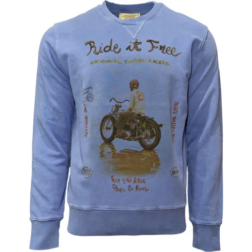 Bob , Vintage Blue Crew Neck Sweatshirt ,Blue male, Sizes:
