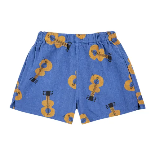 Bobo Choses , Blue Casual Shorts with Violin Print ,Blue unisex, Sizes: