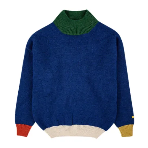 Bobo Choses , Blue Sweater with Color Block Pattern ,Multicolor unisex, Sizes: