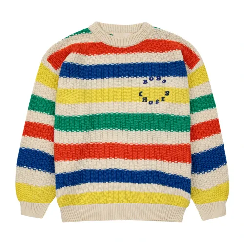Bobo Choses , Multicolor Striped Cotton Sweater ,Multicolor unisex, Sizes: