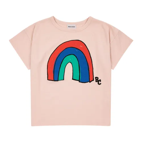 Bobo Choses , Rainbow Print Pink Cotton T-Shirt ,Pink unisex, Sizes: