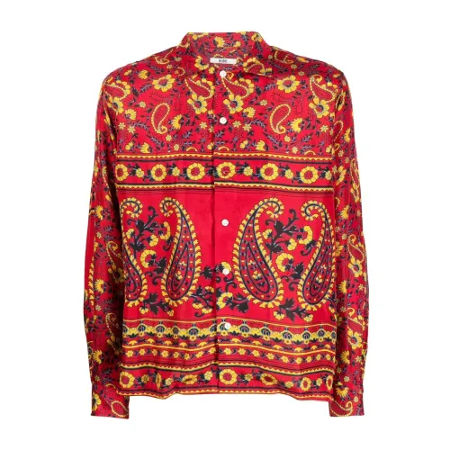 Bode , Cherry Paisley LS Shirt ,Red male, Sizes: