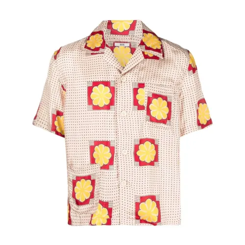 Bode , Dotted Fleur SS Shirt ,Yellow male, Sizes: