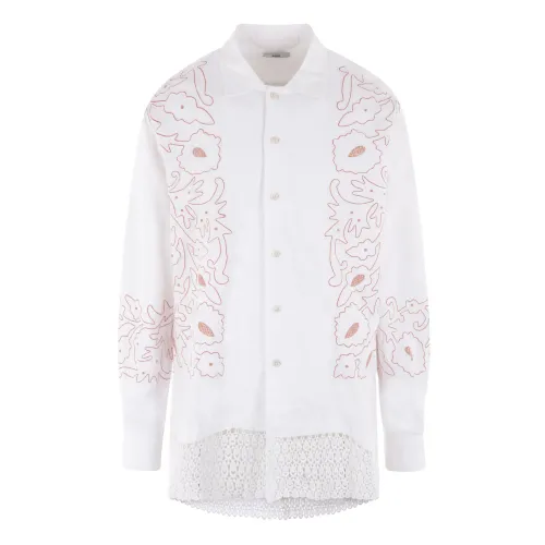 Bode , Embroidered Cotton Canvas Shirt ,White female, Sizes: